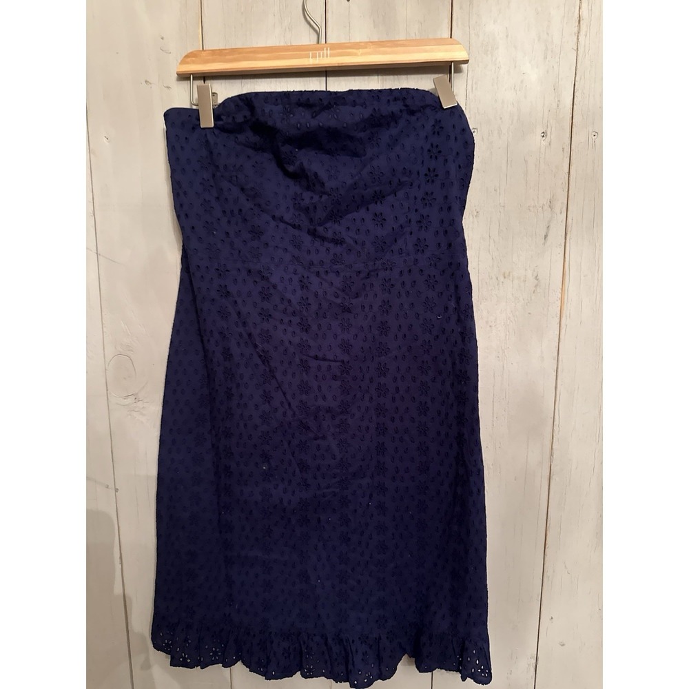 OLD NAVY BLUE EYELET STRAPLESS DRESS NAVY BLUE SIZE 10 COTTON NEW